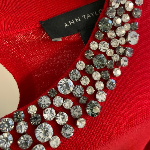 Ann Taylor Red Embellished Sweater Size L - Picture 8 of 8